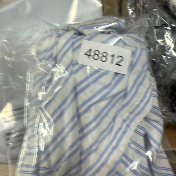 Express Wrap Dress Women 5/6 Blue Striped Midi Collared Belted Tie Up Sleeveless - Picture 6 of 6